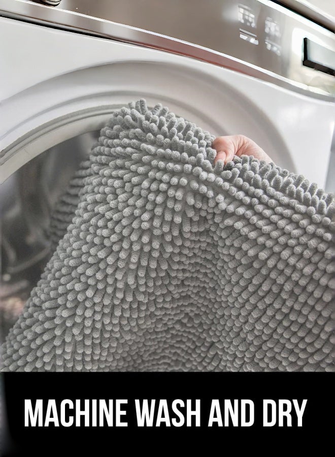 شو وو سجاد الحمام – حصيرة حمام قابلة للامتصاص والغسل، ضد الانزلاق، سجاد حمام سميك وناعم من الشنيل لأرضية الحمام، الدش، الحوض - (40*60 سم) - Image 5